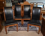 Set of Four Contemporary Black Faux Leather Covered Dining Side Chairs