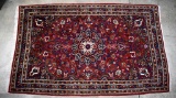 Red Bijar Persian Handknotted Wool 4' 2” x 7' 1” Area Rug