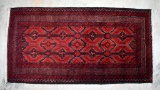Red Balouch Persian Handknotted Wool 2' 3” x 3' 9” Area Rug