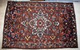 Red Hamadan Persian Handknotted Wool 4' 4' x 6” 11” Area Rug