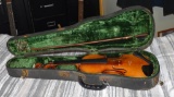 Vintage Carl Meisel Stradivarius Copy Student ¾ Size Violin, Made in Germany w/ Bow & Hard Case