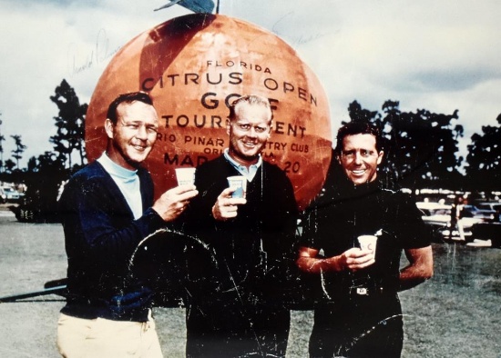 Vintage Color Print of “The Big Three” Arnold Palmer, Jack Nicklaus, Gary Player at 1968 Citrus Open