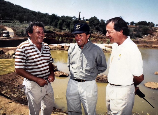 Photograph of Gary Player  and Two Other Men at Golf Course Construction Site