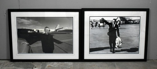 Lot of Two Framed Photographs of Older and Younger Gary Player at Airports