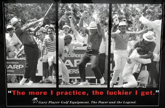 Gary Player Golf Equipment Advertising Poster, “The More I Practice, the Luckier I Get”