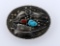 Native American Pawn Silver , Turquoise and Carnelian Belt Buckle