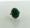 Sterling Silver and Large Aventurine Cabochon Ring, Size 7.5