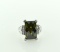 Sterling Silver Ring with Olive Green Stone, Size 7.25