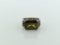 Sterling Silver Ring with Large Olive Green Stone, Size 7
