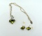 Eric Andrews 18” Sterling Chain Necklace with Green Stone Pendant and Matching Earrings