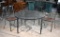 Vintage Mid-Century Modern Metal Patio Table with Glass Top and Three Chairs