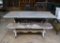 Chalk Painted Weather Distressed Outdoor Wooden Trestle Dining Table with Matching Trestle Benches