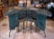 Semicircular Green Enameled Metal Outdoor Bar with Matching Barkeep's Stool, Nylon Bar Wrap