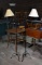 Pair of Black Strap Metal Adjustable Height Floor Lamps with Shades