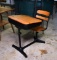 Vintage Wood and Metal School Desk and Chair Combo