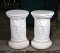 Pair of White Chalkware Plant Stands with Sun Mask Motif