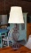 CN Burman Co. Bronze Colored Metal Cage Style  Table Lamp with Creme Shade