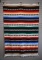 Vintage Mexican Blanket Textile with Red, Green & Blue Stripes