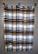 Vintage Machine Woven Throw with Blue, Brown, White Plaid