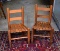 Two Children's Vintage Oak Wood Slat Seat Chairs