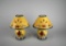 Pair of “Winter Greetings Everyday” Tea Light Lamps