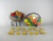 Three Metal Pieces: Two Hanging Racks & Decorative Stand