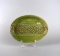 Textured Green Studio Art Pottery Oval Platter Signed 'Gloria'