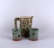 Ceramic Tree Bark Textured Pitcher & Pair of Studio Art Pottery Tea Lights