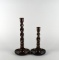 Pair of Wooden Barley Twist Candle Sticks