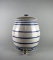 Glazed Stoneware Beverage Dispenser with Blue Stripes, #5