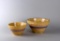 Two McCoy Yellow Ware Blue & Pink Striped Mixing Bowls