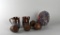 Lot of Seven Pieces of Autumnal Pottery & Ceramic Pieces: Mugs, Canister, Acorns