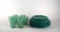 Set of Seventeen Pieces of Green Blown Glass Breakfast / Lunch Service
