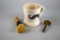 Vintage Mustache Design Shaving Mug, with Brush & Gem Junior Razor