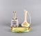 Lot of Three Ceramic Decor Pieces: Music Box Bell, Vase, Noritake Trinket Tray