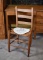 Antique Hickory Ladderback Chair with Woven Cane Seat and Braided Rug Seat Pad
