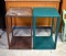 Two Matching Wooden Stands, One Painted Green