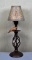 Bronze Finish Cage Style Table Lamp with Honey Bee & Vine Motif Shade