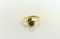 Three Emerald, Diamond and 14K Gold Ring, Size 6.5