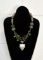 Sterling Silver,  Jade, Chrysoprase 18” Necklace with Sterling, Peridot and Serpentine Pendant