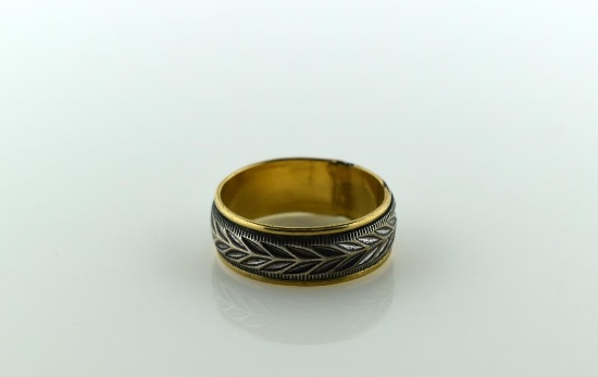 Handsome 14K Gold Filled and Sterling Silver Band, Size 10