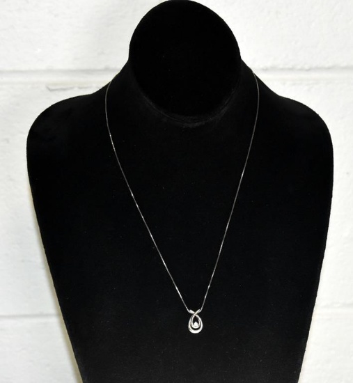 Kay Jewelers Sterling Silver 18” Chain Necklace with Sterling and 2.5 mm Size Diamond Pendant