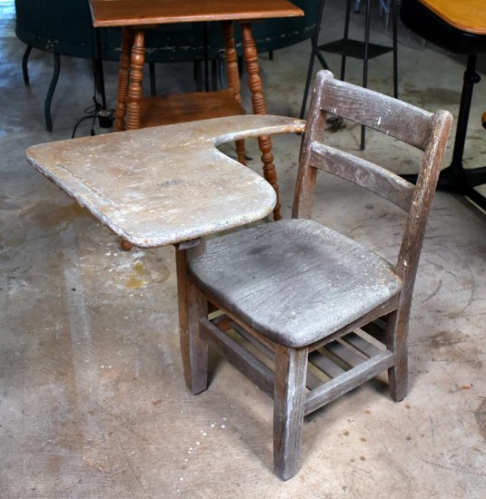 Old Weather Distressed School Desk Seat