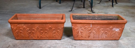 Two Acanthus Leaf Motif Terra Cotta Planters, Italy