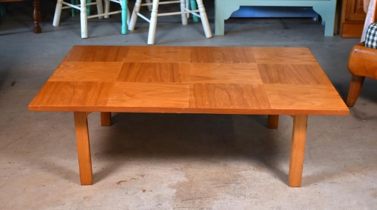Mid-Century Modern Rectangular Parquet Maple Top Coffee Table