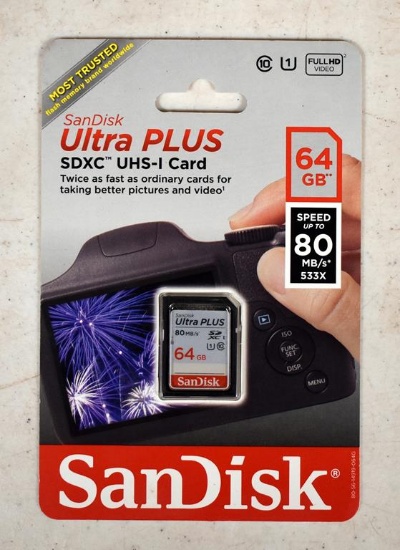 SanDisk Ultra Plus 64 GB  SDXC UHS-I Video Card
