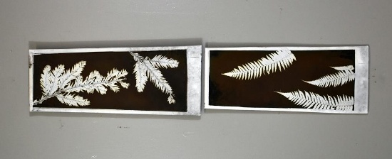 Pair of Fern Motif Ceramic Wall Decor Plaques