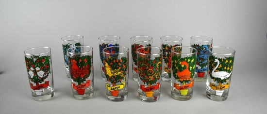 Brockway “Twelve Days of Christmas” Glass Tumblers, Missing One Day
