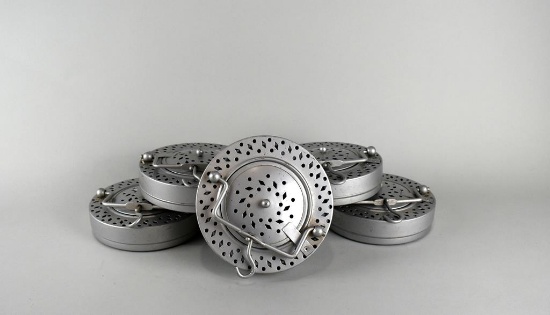 Lot of Five Metal Collapsible Chinese Lantern-Style Hanging Tea Lights