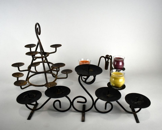 Lot of Three Metal Candle Holders